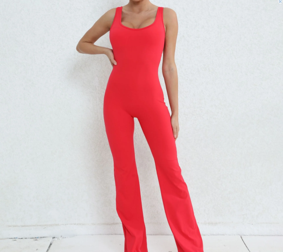 V-Back Flared Jumpsuit