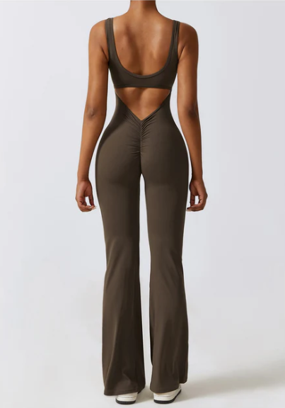 V-Back Flared Jumpsuit