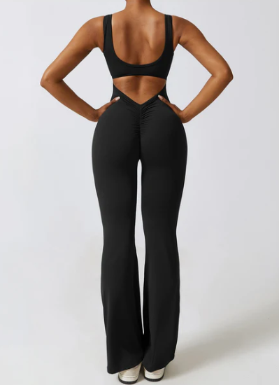 V-Back Flared Jumpsuit